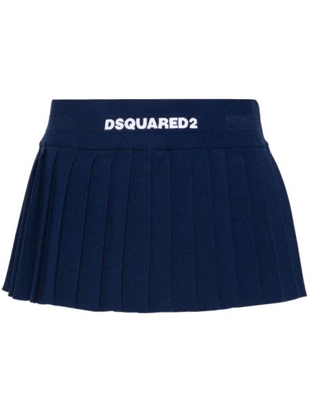 Modré plisované mini sukně s výšivkou Dsquared2