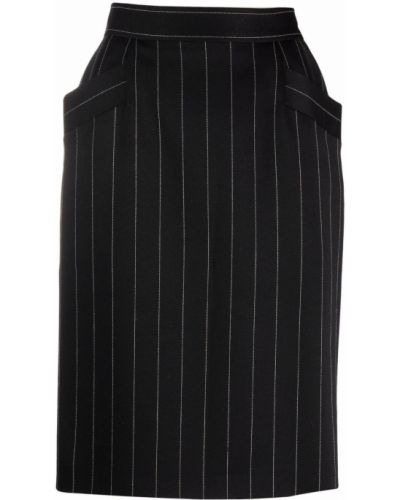 Falda de tubo ajustada a rayas Yves Saint Laurent Pre-owned negro
