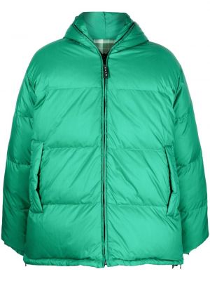 Двустранно палто с качулка Marni зелено