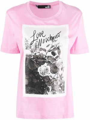 Camiseta de flores con estampado Love Moschino rosa