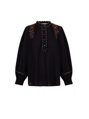Haftowana bluzka bawełniana Antik Batik czarna