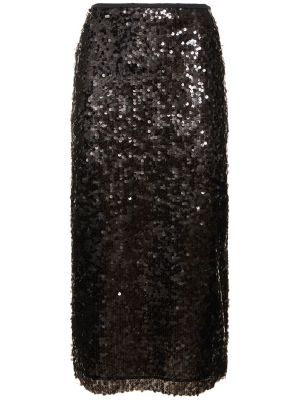 Falda midi con lentejuelas Msgm negro