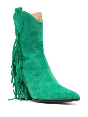 Semišové kotníkové boty s třásněmi Philipp Plein zelené