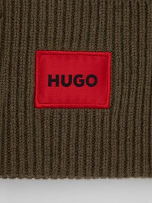 Dzianinowa czapka wełniana Hugo zielona