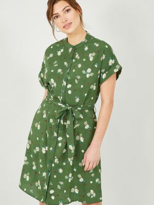 Платье-рубашка с принтом Yumi зеленое