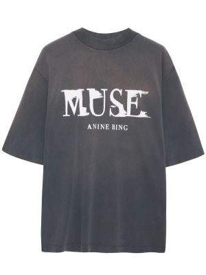 Тениска с принт Anine Bing черно