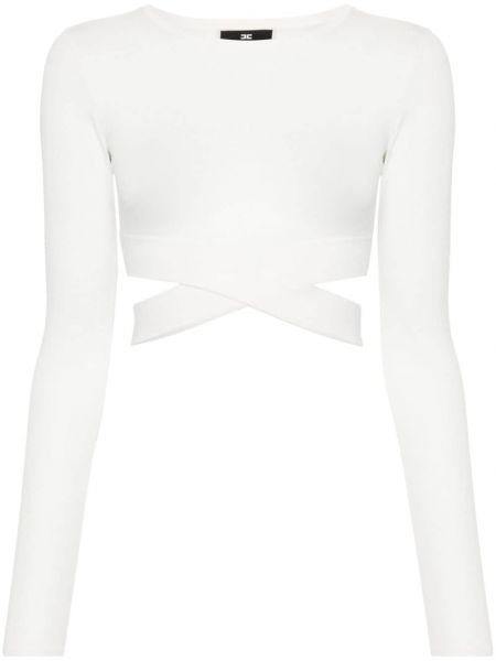 Пуловер бродиран Elisabetta Franchi бяло