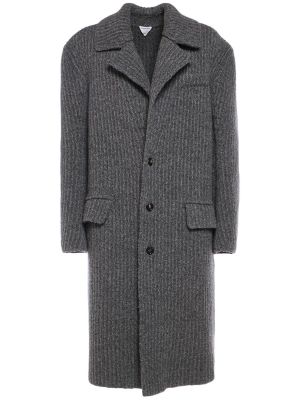 Plstěný pletený vlnený kabát Bottega Veneta sivá