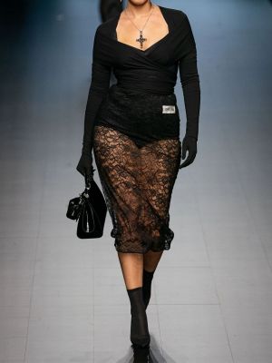 Csipkés virágos szoknya Dolce & Gabbana fekete
