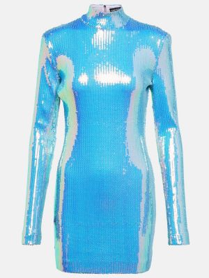 Mini robe à paillettes David Koma bleu