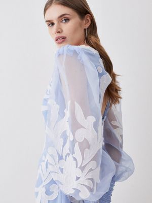 Платье мини на пуговицах с аппликацией Karen Millen синее