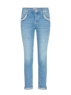 Kožené džínsy s vysokým pásom na zips Mos Mosh - modrá