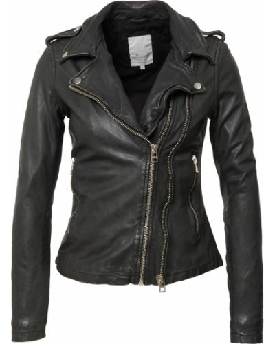 Bavlnená priliehavá kožená bunda na zips Goosecraft - čierna