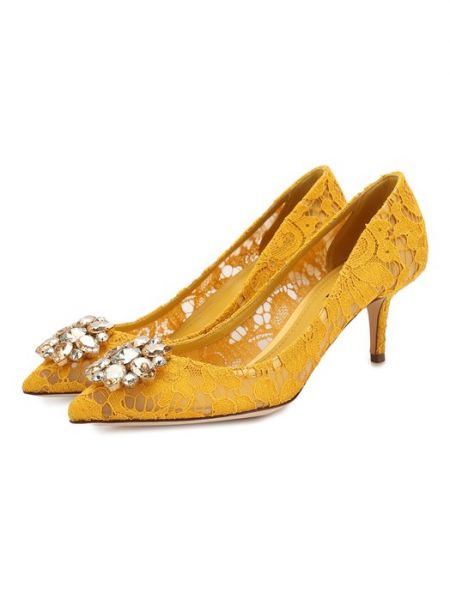 Кружевные туфли Dolce & Gabbana желтые