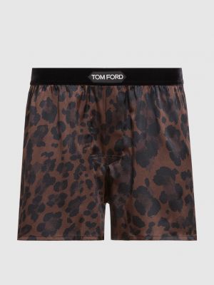 Леопардові шовкові боксери з принтом Tom Ford коричневі