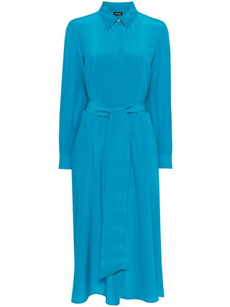 Plisované hedvábné midi šaty Kiton modré