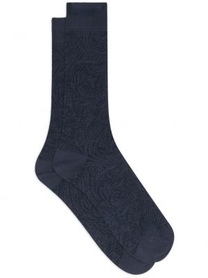 Žakárové ponožky s paisley vzorom Etro modrá