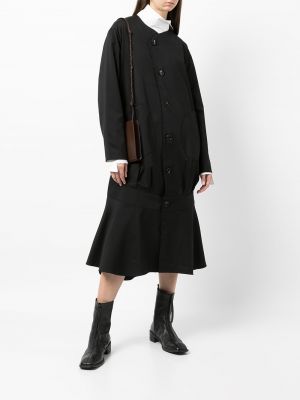 Plisovaný vlněný kabát Sulvam černý
