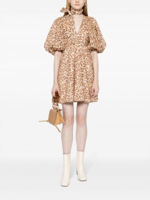 Leinen kleid mit print mit leopardenmuster Zimmermann braun