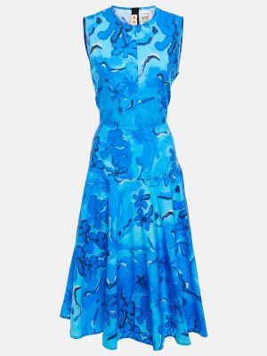 Pamučna midi haljina s printom Marni plava