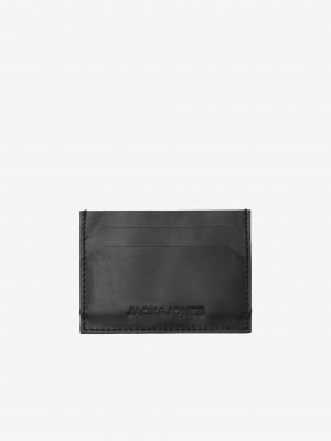 Kožená kožená peňaženka Jack&jones čierna