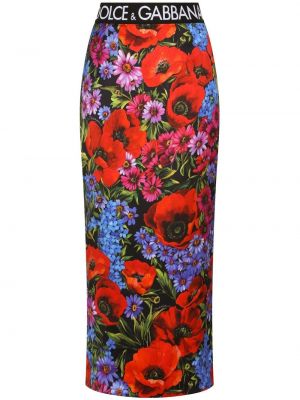 Kvetinová dlhá sukňa s potlačou Dolce & Gabbana červená