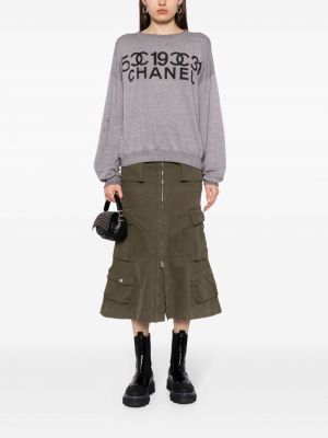 Džemperis bez kapuces ar apdruku Chanel Pre-owned pelēks