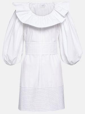 Хлопковое платье мини с пышными рукавами Patou белое