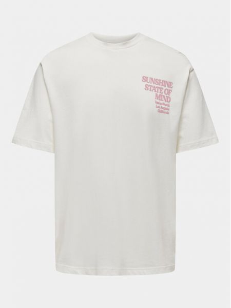 Voľné priliehavé tričko Only & Sons biela