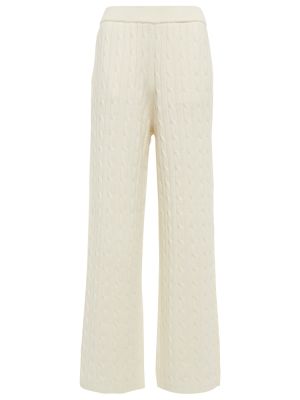 Kašmírové vlněné rovné kalhoty Polo Ralph Lauren bílé