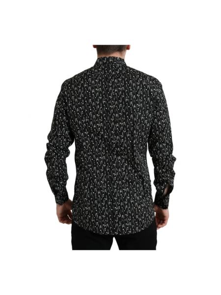 Camisa slim fit de algodón de flores Dolce & Gabbana negro