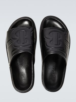 Usnjene nizki čevlji Burberry črna