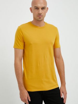 Памучна тениска с дълъг ръкав Gap жълто