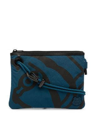 Bolso clutch con estampado con rayas de tigre Kenzo azul