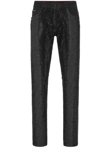 Skinny fit džinsai slim fit su kristalais Philipp Plein juoda