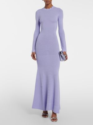 Priehľadné dlouhé šaty Victoria Beckham fialová