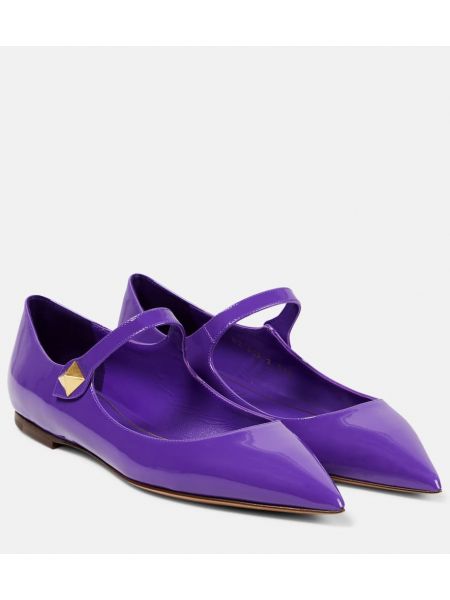 Lakoti dabīgās ādas balerīnkurpes Valentino Garavani violets