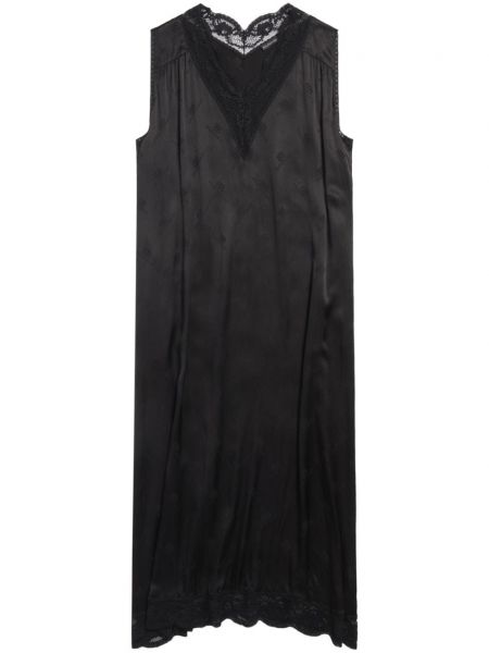 Hedvábné midi šaty Balenciaga černé