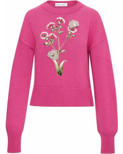 Jersey con bordado de flores de tela jersey Oscar De La Renta rosa