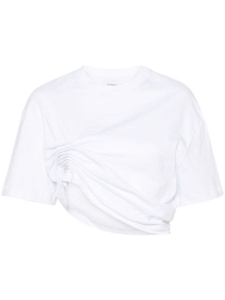 Asimetrična bombažna majica Laneus bela