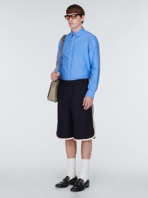 Tvídové vlnené šortky s vysokým pásom Gucci modrá