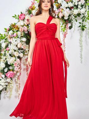 Длинное платье с принтом Goddiva красное