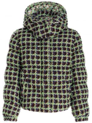 Pikowana kurtka puchowa tweedowa Etro zielona