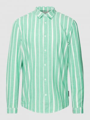 Koszula w paski Tom Tailor Denim zielona