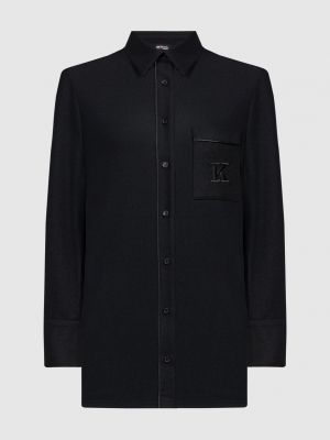 Черная шерстяная рубашка Kiton