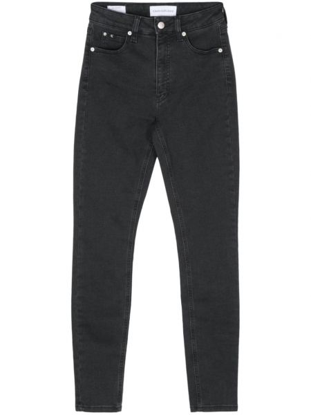 Korkea vyötärö slim fit-farkut Calvin Klein Jeans musta