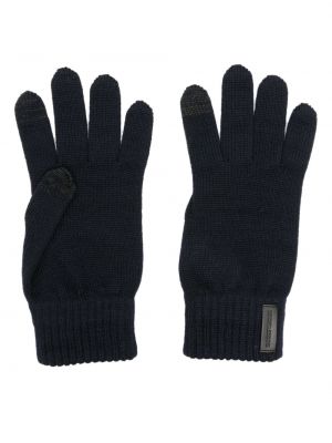 Vlněné rukavice Emporio Armani modré