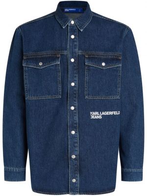 Raštuota džinsiniai marškiniai Karl Lagerfeld Jeans mėlyna