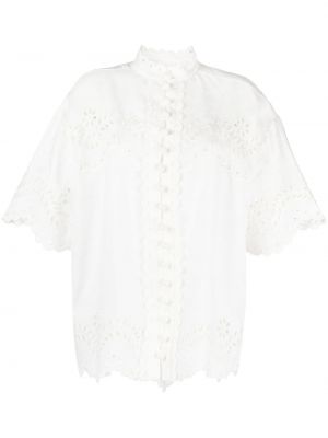 Lněná košile s výšivkou Zimmermann bílá
