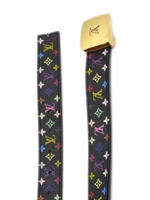 Kožený pásek s potiskem Louis Vuitton černý